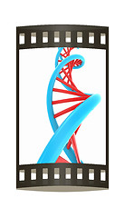 Image showing DNA structure model on white. The film strip