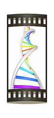 Image showing DNA structure model on white. The film strip