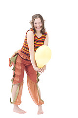 Image showing Colorful dressed female with balloon II