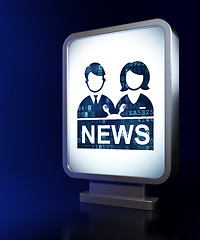 Image showing News concept: Anchorman on billboard background