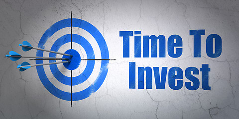 Image showing Timeline concept: target and Time To Invest on wall background