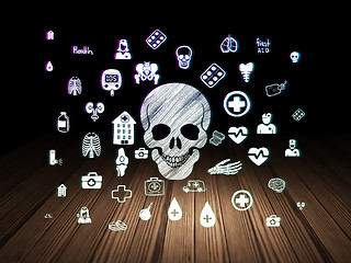 Image showing Health concept: Scull in grunge dark room