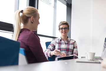 Image showing young business woman at modern office meeting room