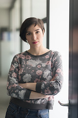 Image showing portrait of business woman in casual clothes at startup office