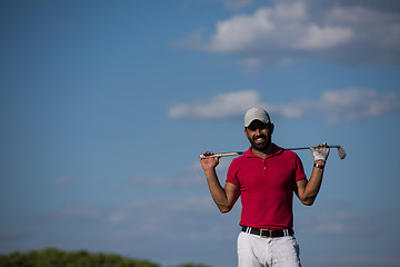 Image showing handsome middle eastern golf player portrait at course