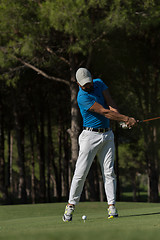 Image showing golf player hitting shot