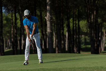 Image showing golf player hitting shot