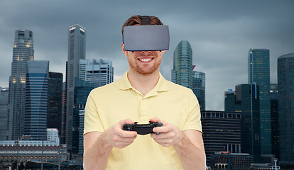 Image showing man in virtual reality headset or 3d glasses