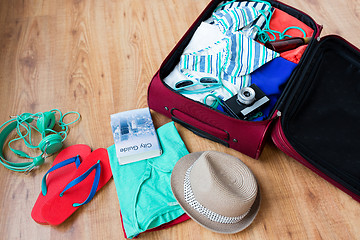 Image showing close up of travel bag with clothes and stuff