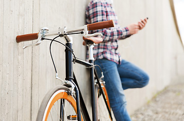 Image showing close up of hipster fixed gear bike and man