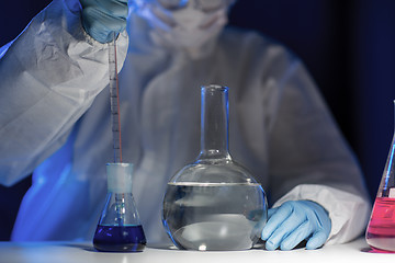 Image showing close up of scientist making test in lab