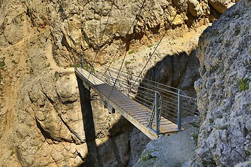 Image showing Suspension Footbridge In The Dolomites