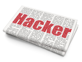 Image showing Privacy concept: Hacker on Newspaper background