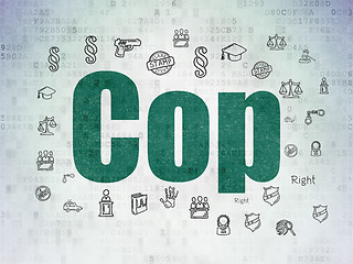 Image showing Law concept: Cop on Digital Data Paper background