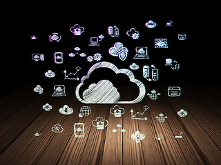 Image showing Cloud technology concept: Cloud in grunge dark room