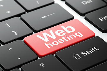 Image showing Web design concept: Web Hosting on computer keyboard background