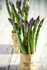 Image showing two bunches of fresh asparagus 