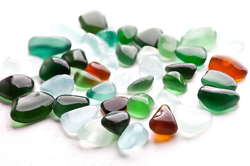 Image showing glass pieces polished by the sea