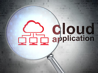 Image showing Cloud computing concept: Cloud Network and Cloud Application with optical glass