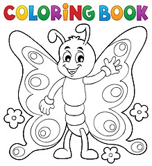 Image showing Coloring book cheerful butterfly theme 1