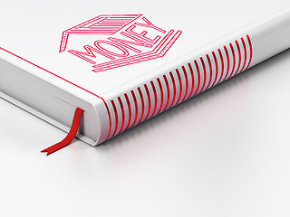 Image showing Currency concept: closed book, Money Box on white background