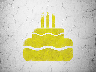 Image showing Holiday concept: Cake on wall background