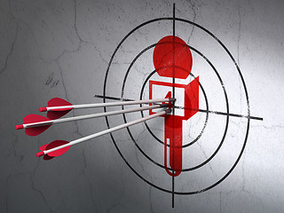 Image showing News concept: arrows in Microphone target on wall background