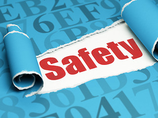 Image showing Safety concept: red text Safety under the piece of  torn paper