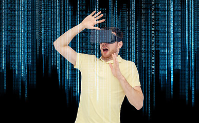 Image showing man in virtual reality headset or 3d glasses