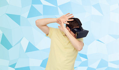 Image showing man in virtual reality headset or 3d glasses