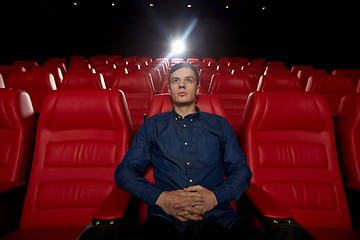 Image showing young man watching movie in 3d theater