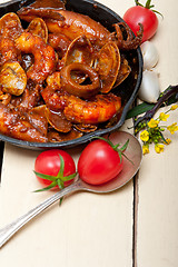 Image showing fresh seafoos stew on an iron skillet