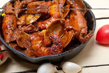 Image showing fresh seafoos stew on an iron skillet