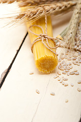 Image showing organic Raw italian pasta and durum wheat 