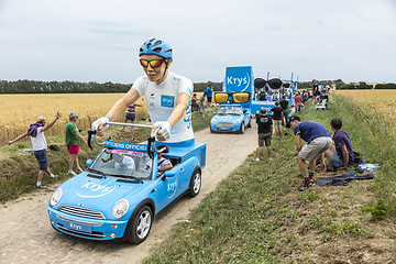 Image showing Krys Caravan on a Cobblestone Road- Tour de France 2015