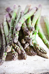 Image showing fresh asparagus closeup 