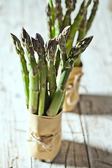 Image showing two bunches of fresh asparagus