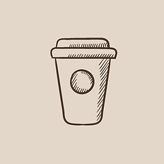 Image showing Disposable cup sketch icon.