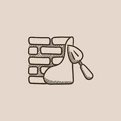 Image showing Spatula with brickwall sketch icon.