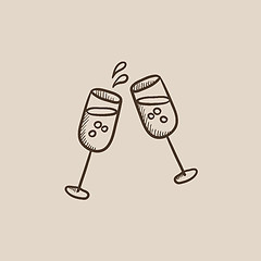 Image showing Two glasses of champaign sketch icon.