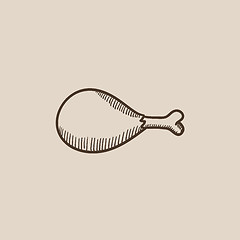 Image showing Chicken leg sketch icon.