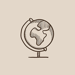 Image showing World globe on stand sketch icon.