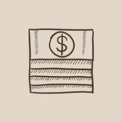 Image showing Stack of dollar bills sketch icon.