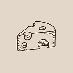 Image showing Piece of cheese sketch icon.