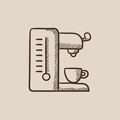 Image showing Coffee maker sketch icon.