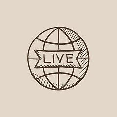 Image showing Globe with live sign sketch icon.