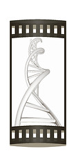 Image showing DNA structure model on white. The film strip