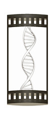 Image showing DNA structure model on white. The film strip