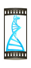 Image showing DNA structure model on white. The film strip