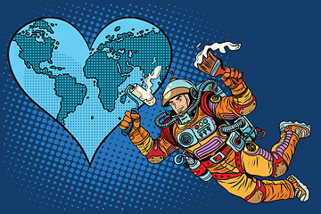 Image showing Environment day, Earth heart and the astronaut
